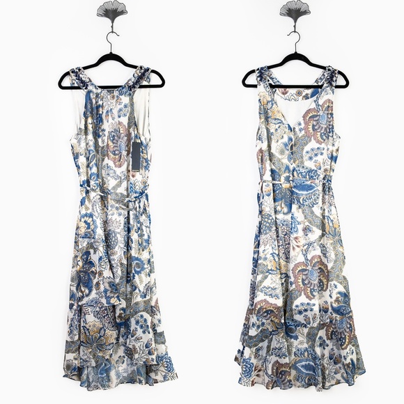 NWT Kobi Halperin Allison Beaded Midi Dress High-Low Floral $598 - Size L - Picture 4 of 16